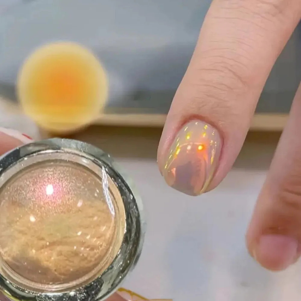 0.2G/Jar Aurora Orange Mirror Effect Nail Art Powder Moonlight Chrome Plating Pi