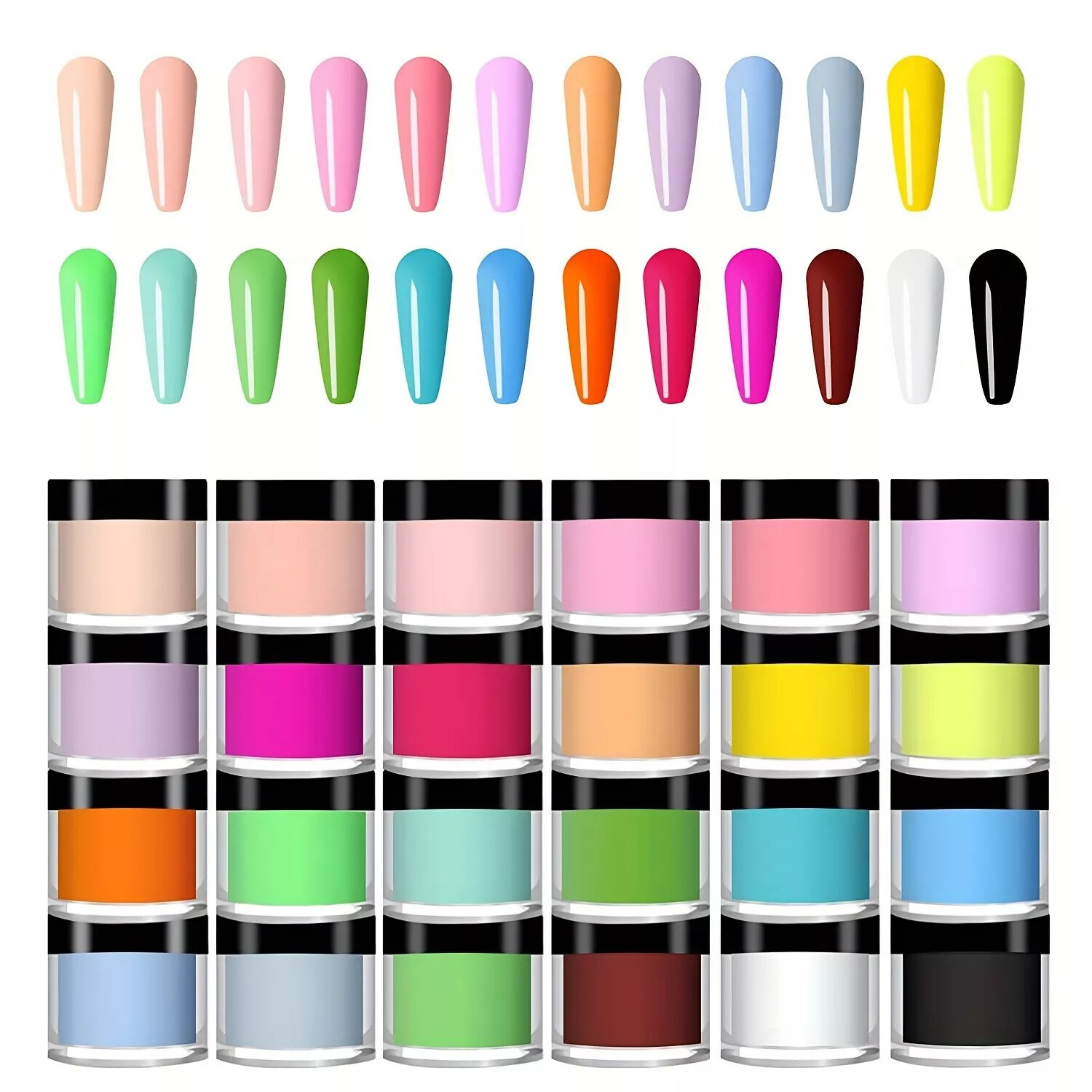 24 Colors Acrylic Nail Powder Set 3D Art Dust UV Gel Manicure Decoration