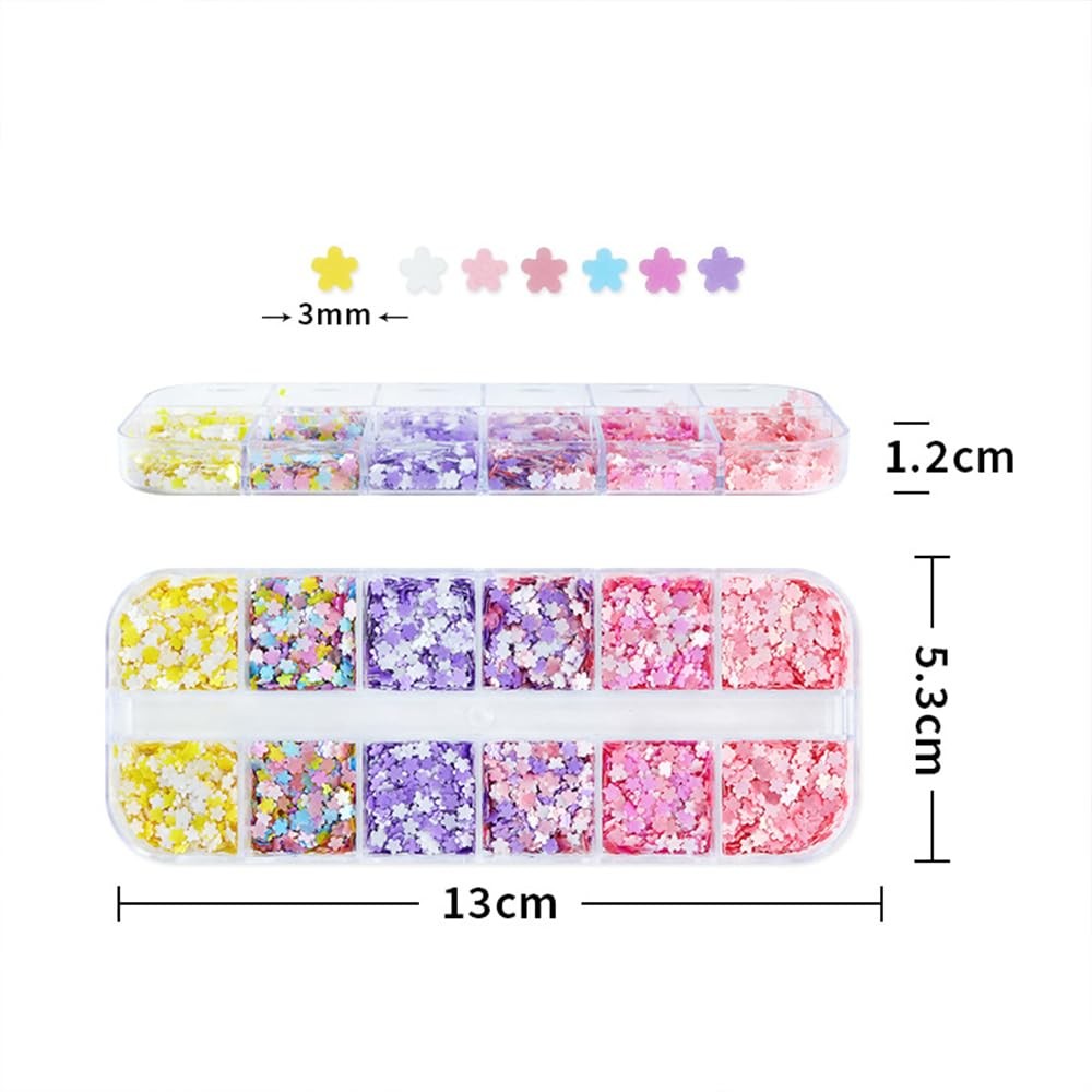 Little Flower Nails Sequins Spring Summer Colorful Nails Glitter Flakes Desig…