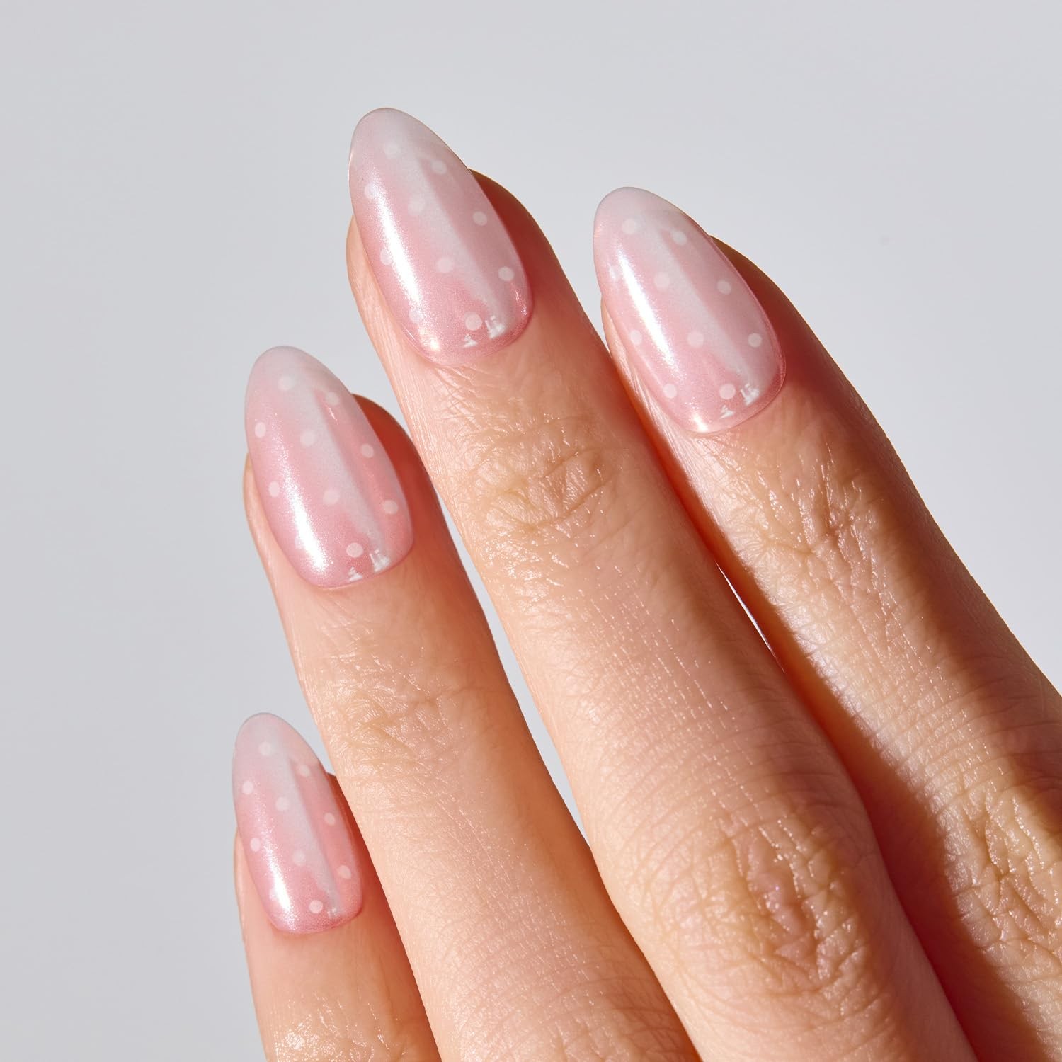 ohora Gel Press On Nails | Pink, Chrome Dot, Medium Oval | Glazed Dot | Salon…