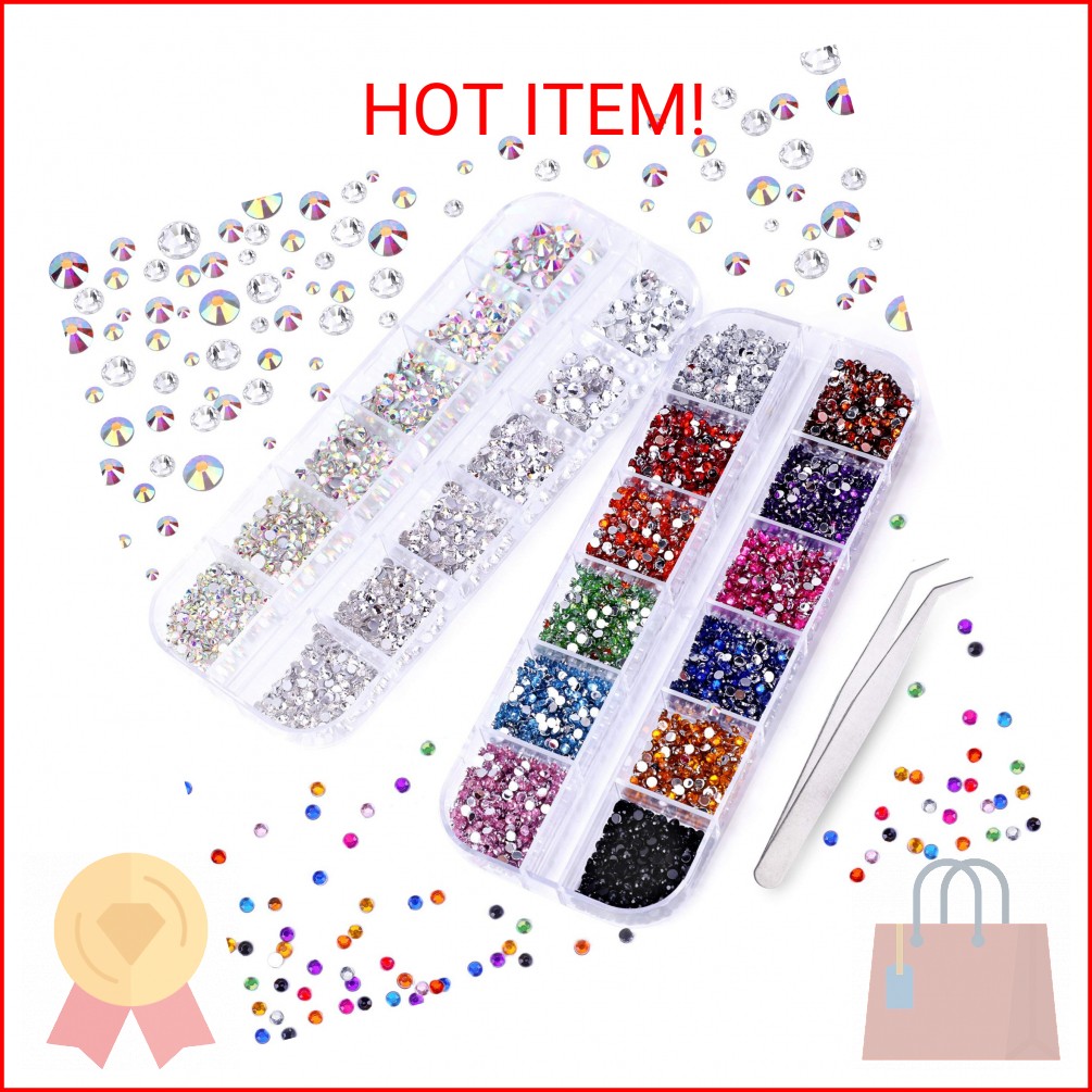 3000 PCS Rhinestones for Craft, PHOGARY AB Rhinestones Flat Back (Small Size 1.5