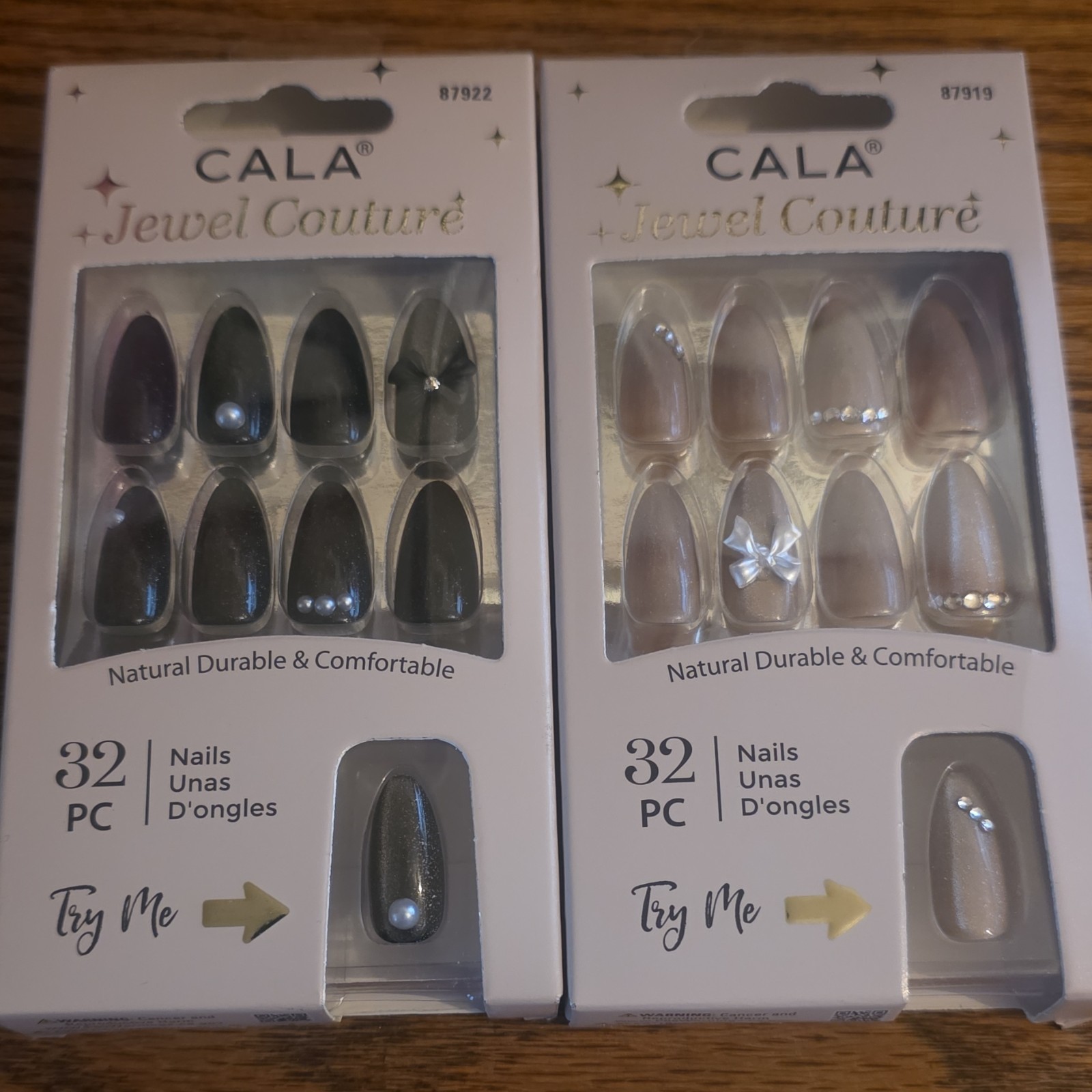 CALA Jewel Couture Artificial Nails 64pc Glitter Black/Silver 2-Pack lot 2