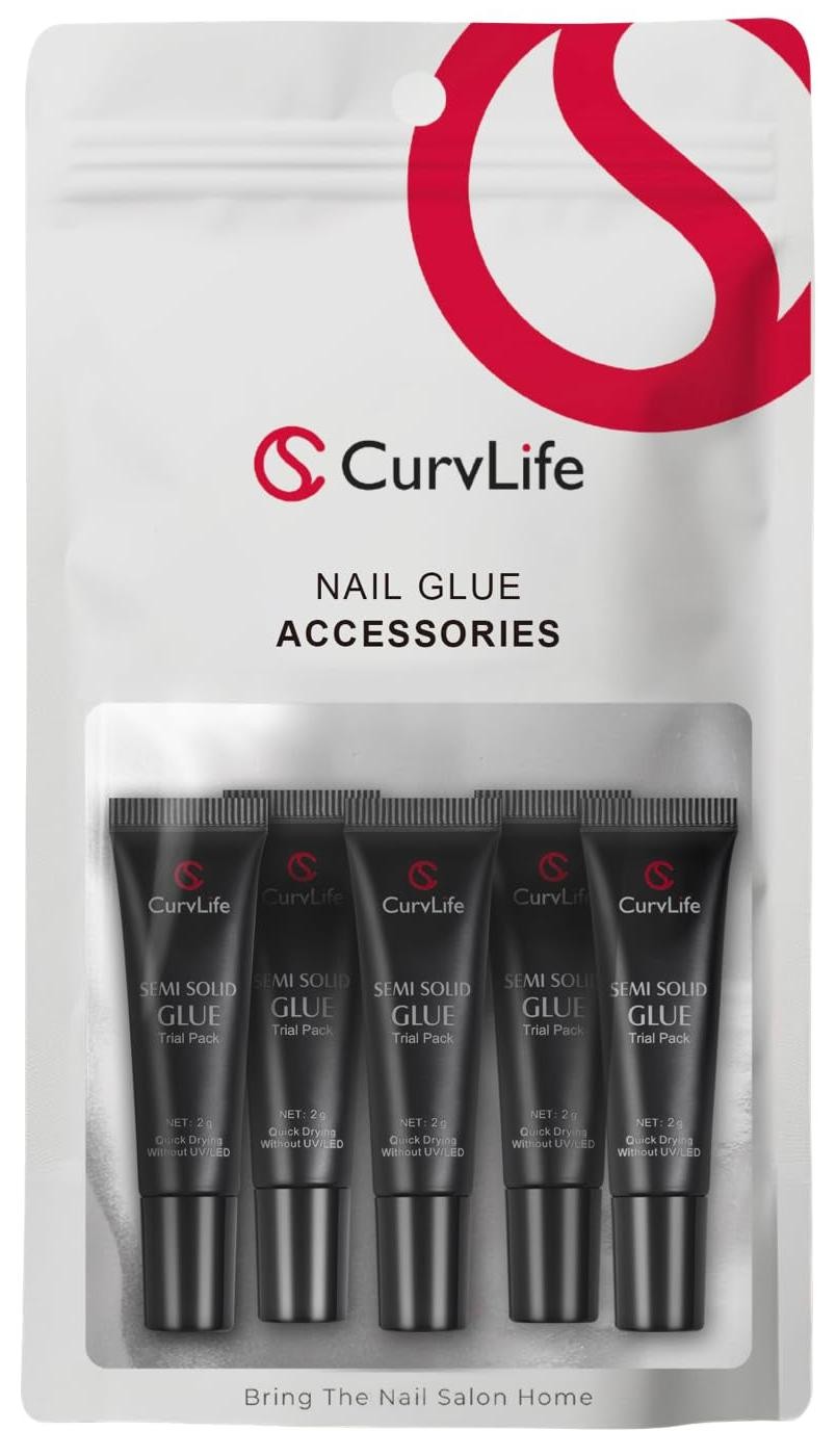 Curvlife Nail Tips Semi Solid Nail Glue 2g (5pcs) – Super Strong, Soft Glue Gel