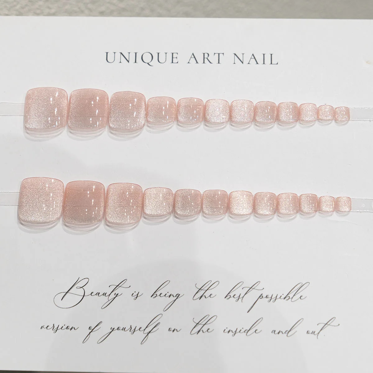 24pcs Glitter Crystal Cat Eye Press On Toenails
