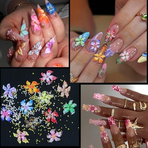 Nail Art Charms – 3D Flower Charms & Manicure Beads, Color Bow, Half Round