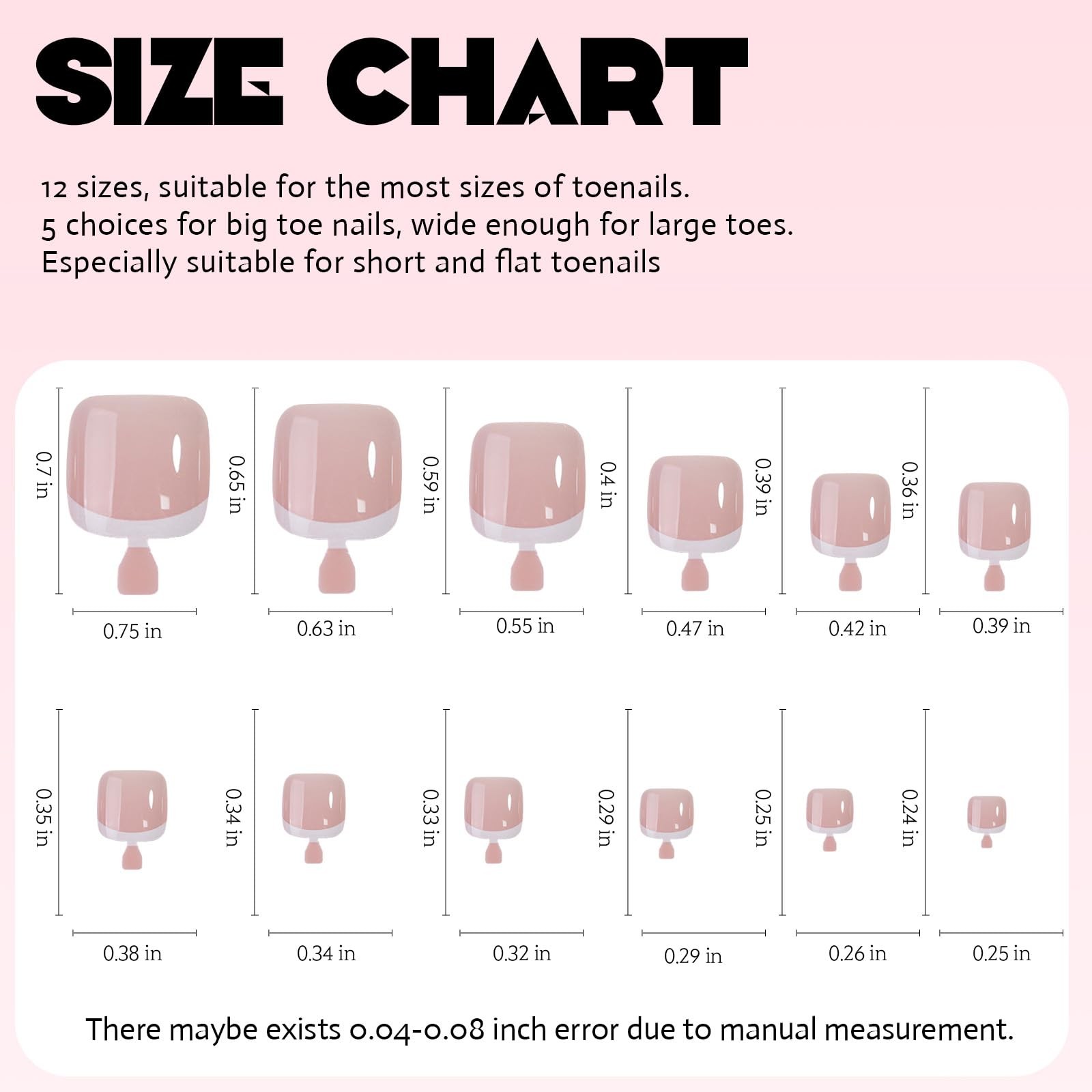 240Pcs White French Tip Press on Short, Square, Toenails-6