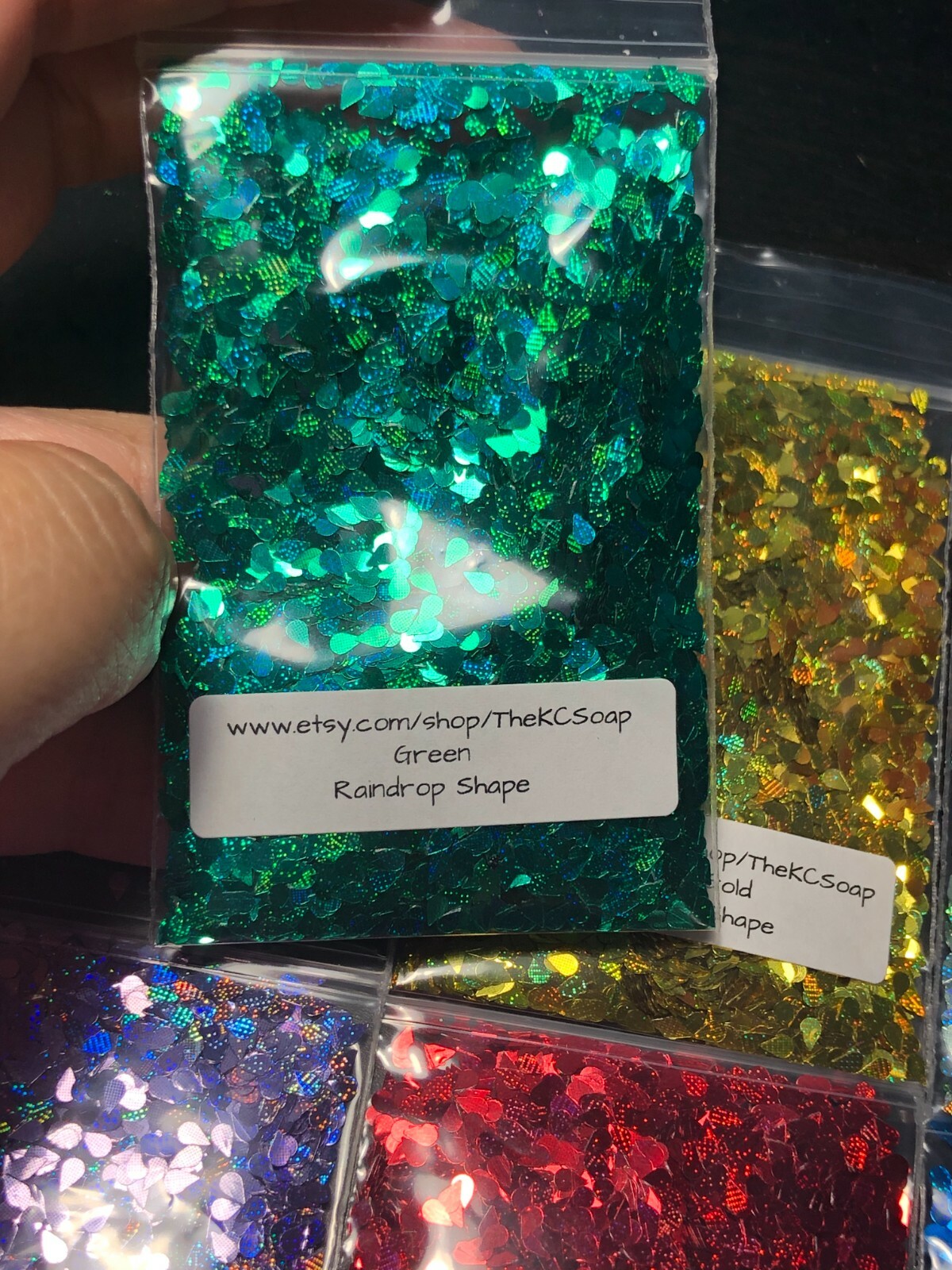 Solvent Resistant laser Raindrop Glitter Green Nail Art Face Epoxy US Seller