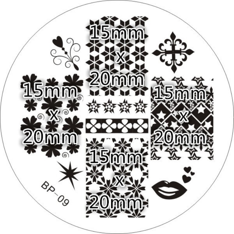 Nail Art Mix Patterns Manicure Template Image Plate Stamper Scraper Kit BP 09