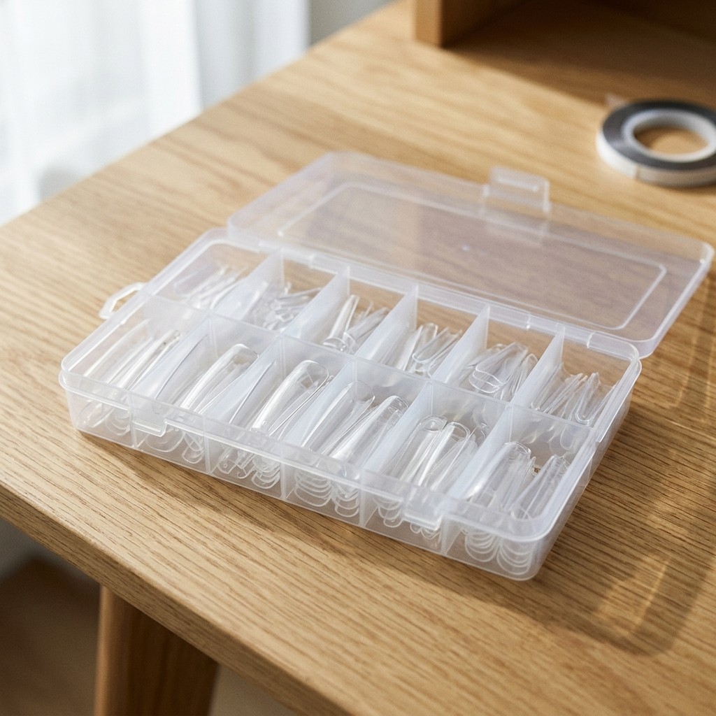 120Pcs Clear Long Coffin Nail Tips Press On False Nails with Storage Box