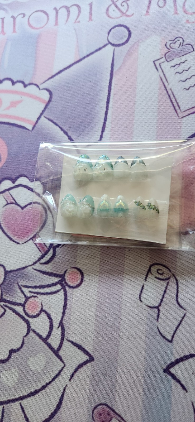 Hand Painted Custom “Mermaid” Extra Short Almond Length Press On Nails (size M)