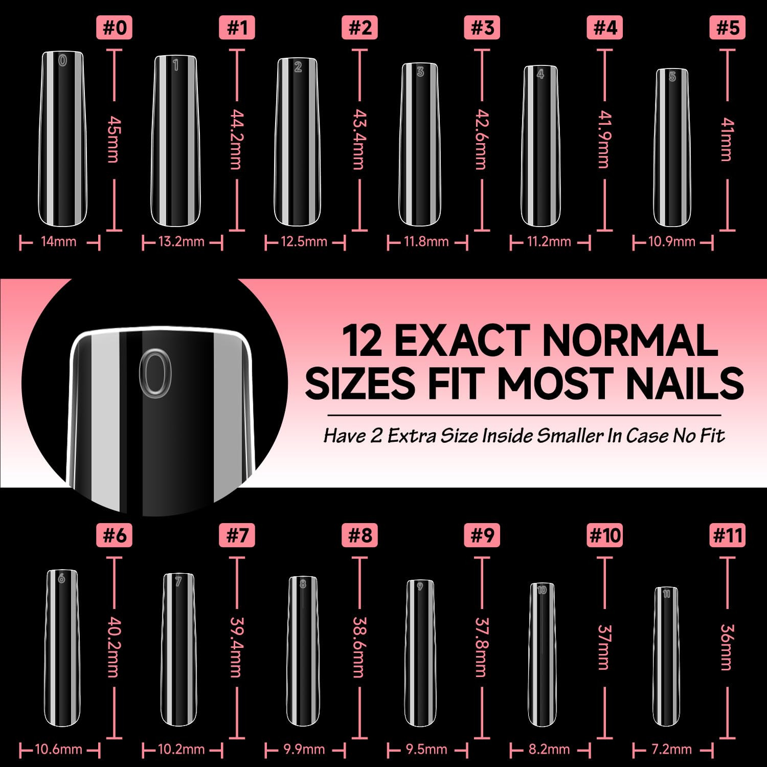 Nail Tips Square Fake Gel Nails Tips 120 PCS No C Curve XXL Extra Long Full C…