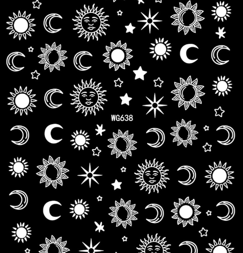 Star Moon Bronzing Heart Nails Gold Sliver Laser Spiritual Baddies Stickers NH26