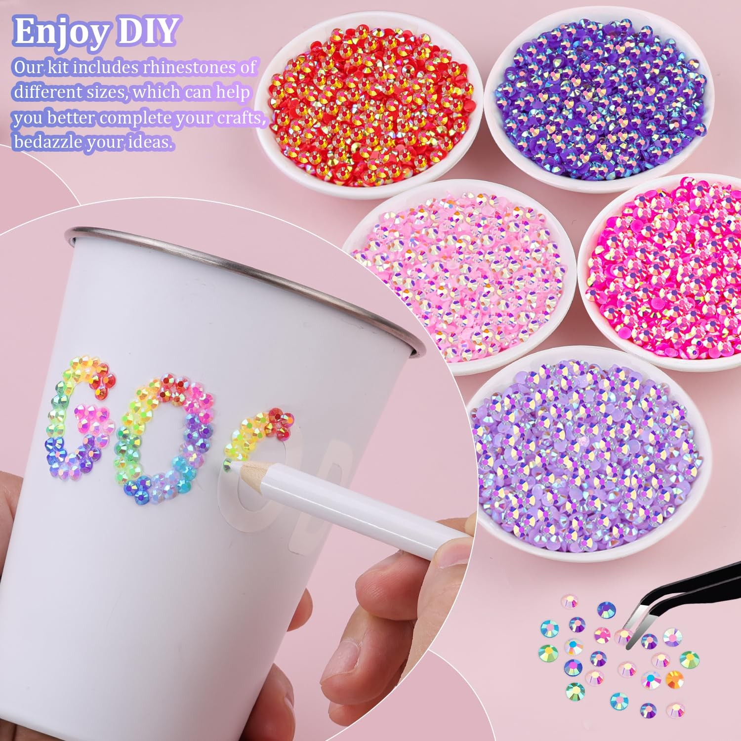 9000Pcs Resin Jelly Rhinestones for Crafting, MixedColor 4mm Flatback Gems, B…