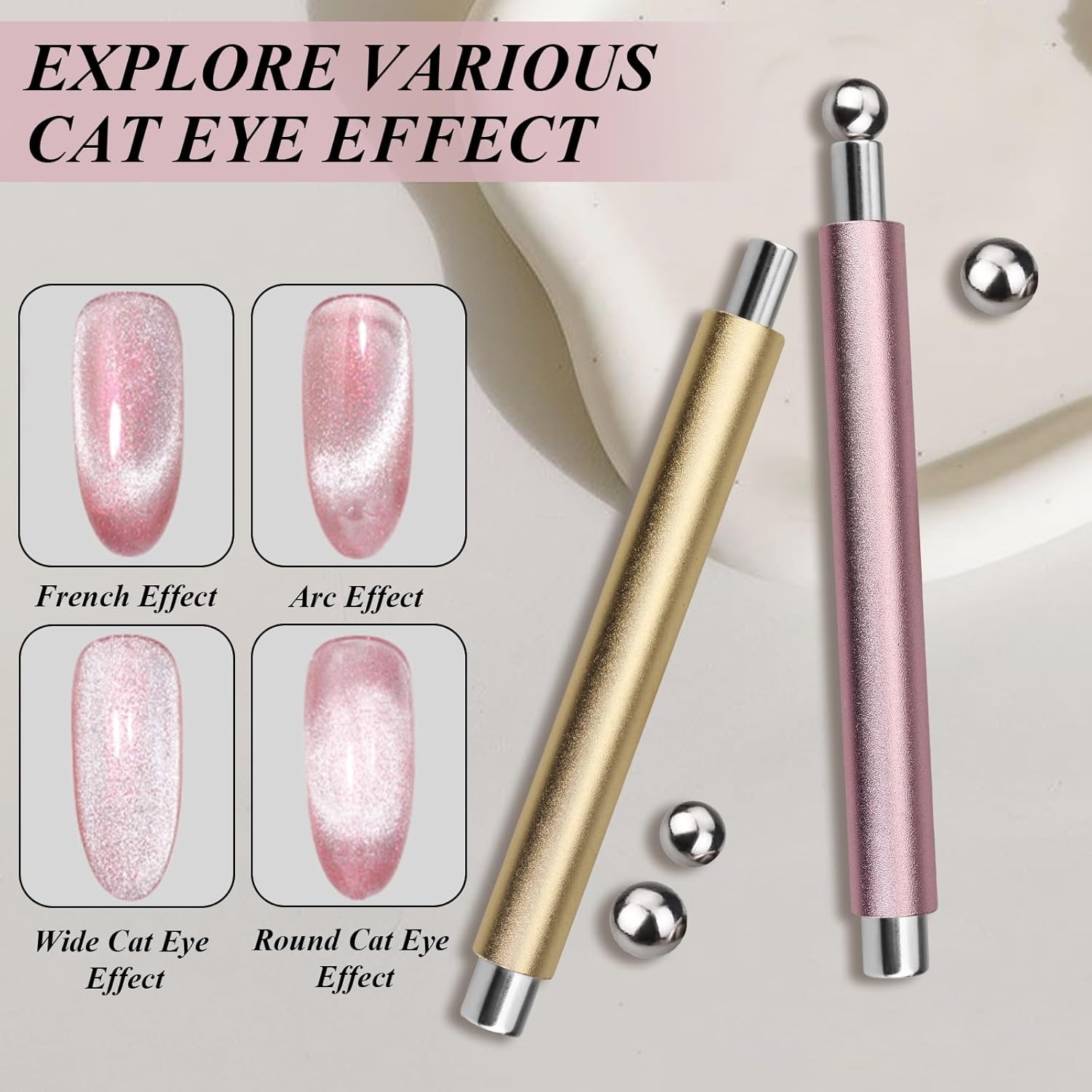 Double-Head Cat Eye Nail Magnet Set, Nail Magnet Tool with Cat Eye Nail Magnet B
