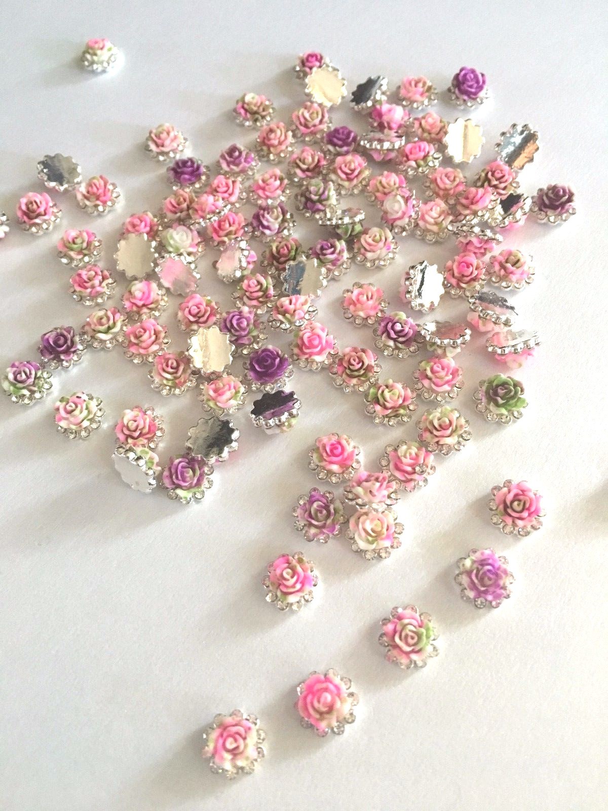 RESIN FLOWERS CRYSTAL RHINESTONES NAIL ART DECORATION 3D CHARM GEMS ACRYLIC STUD