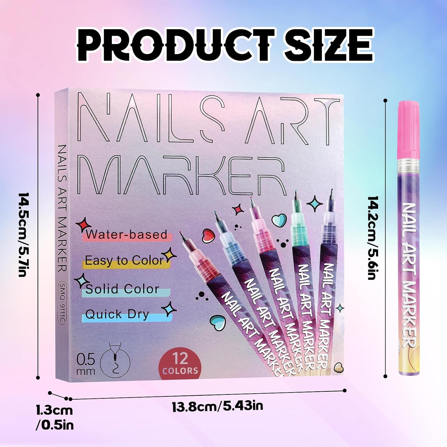 12 Color Nail Art Pens Set, Nail Polish Pens 0.5MM Fine Tip Acrylic Paint Pen Na
