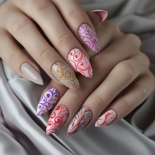 3 Pack French Nail Stamping Plates Swirl Flower Pattern Stainless Steel Template