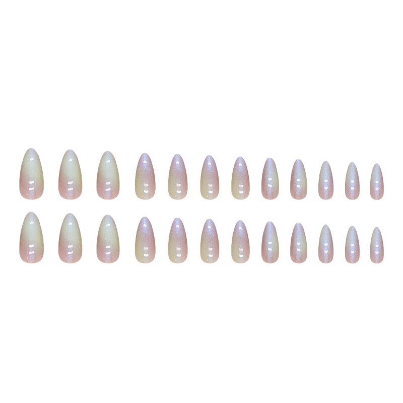 Press On Nails Reusable Almond Long holo Nail Tips Nails Glue 5 Accessories