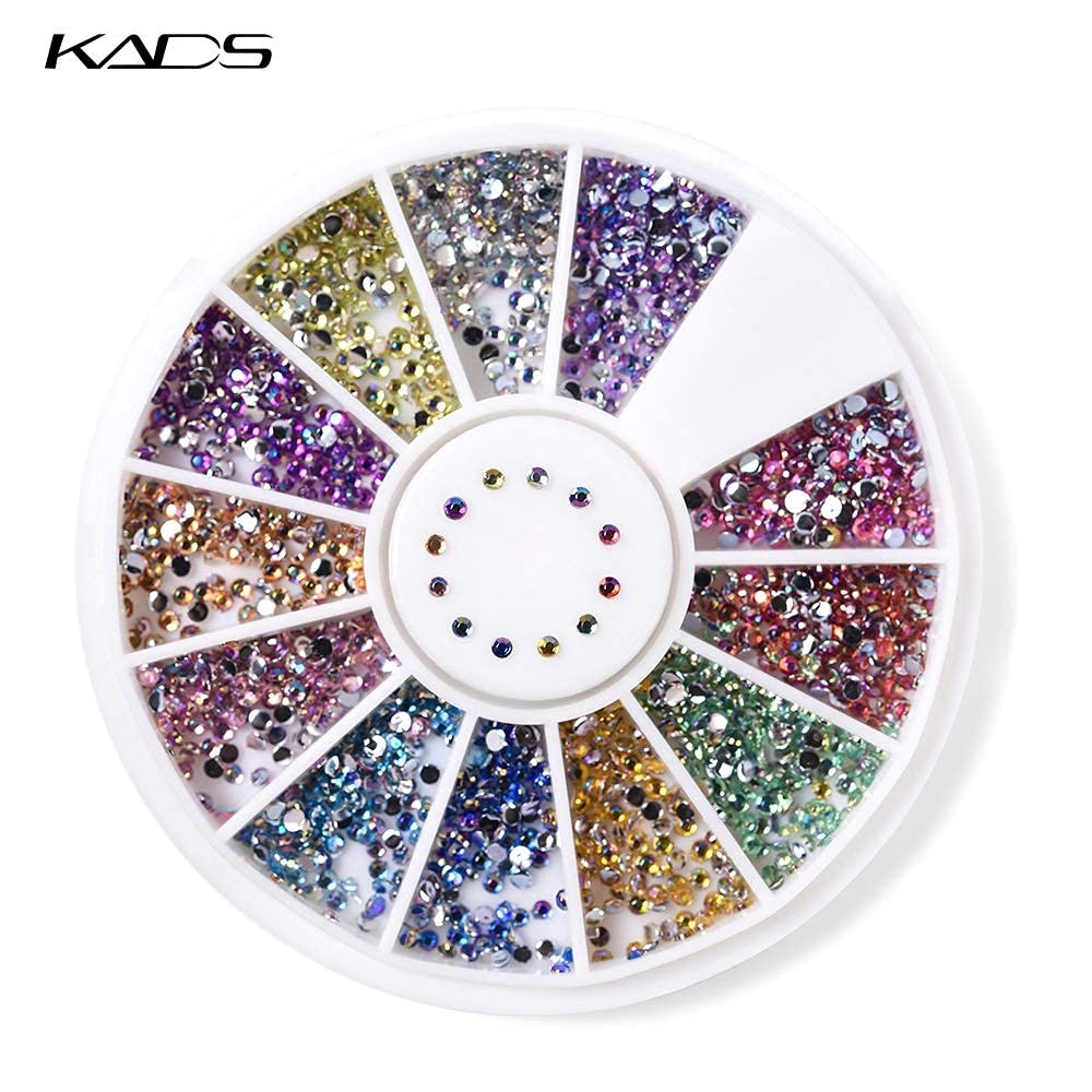 KADS12 Colors 600 Pcs Nail Art Decorations Valentine’s Day Crystal Glitters R…