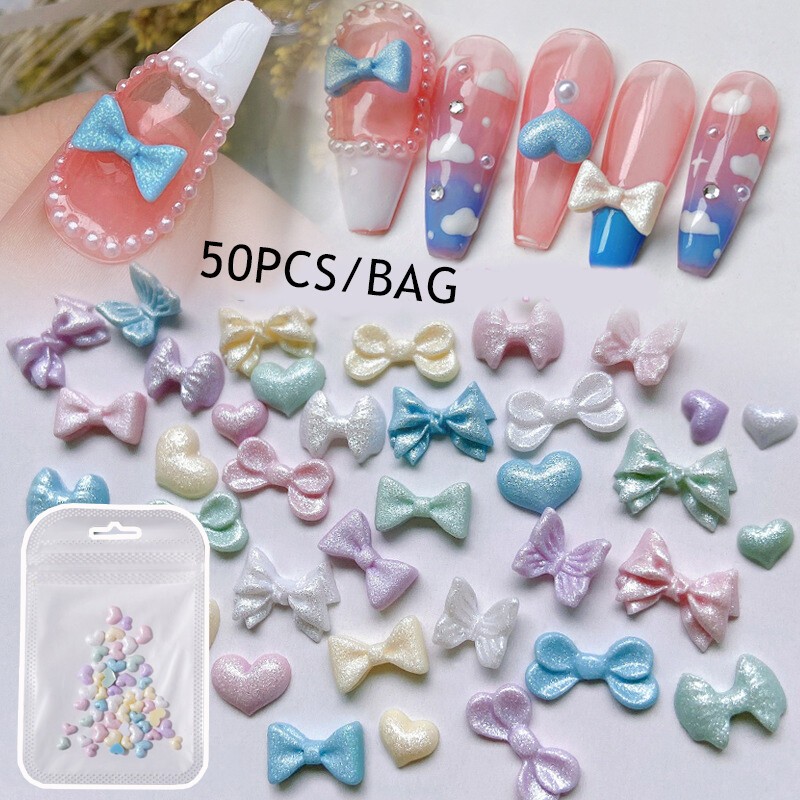 3D Bow Butterfly Nail Art Stickers Charms Decorations Cute Mixed Style Manicure