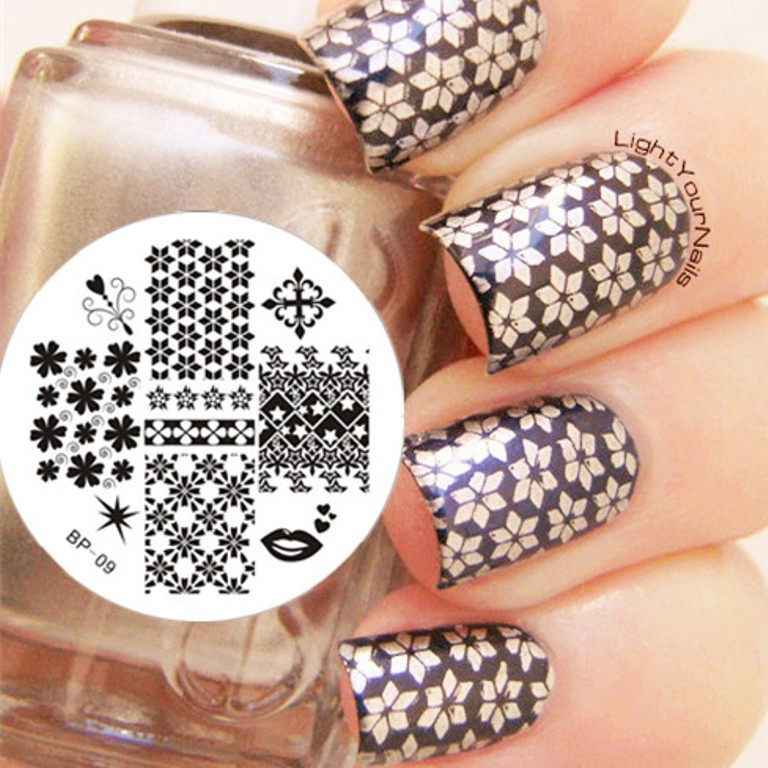 Nail Art Mix Patterns Manicure Template Image Plate Stamper Scraper Kit BP 09