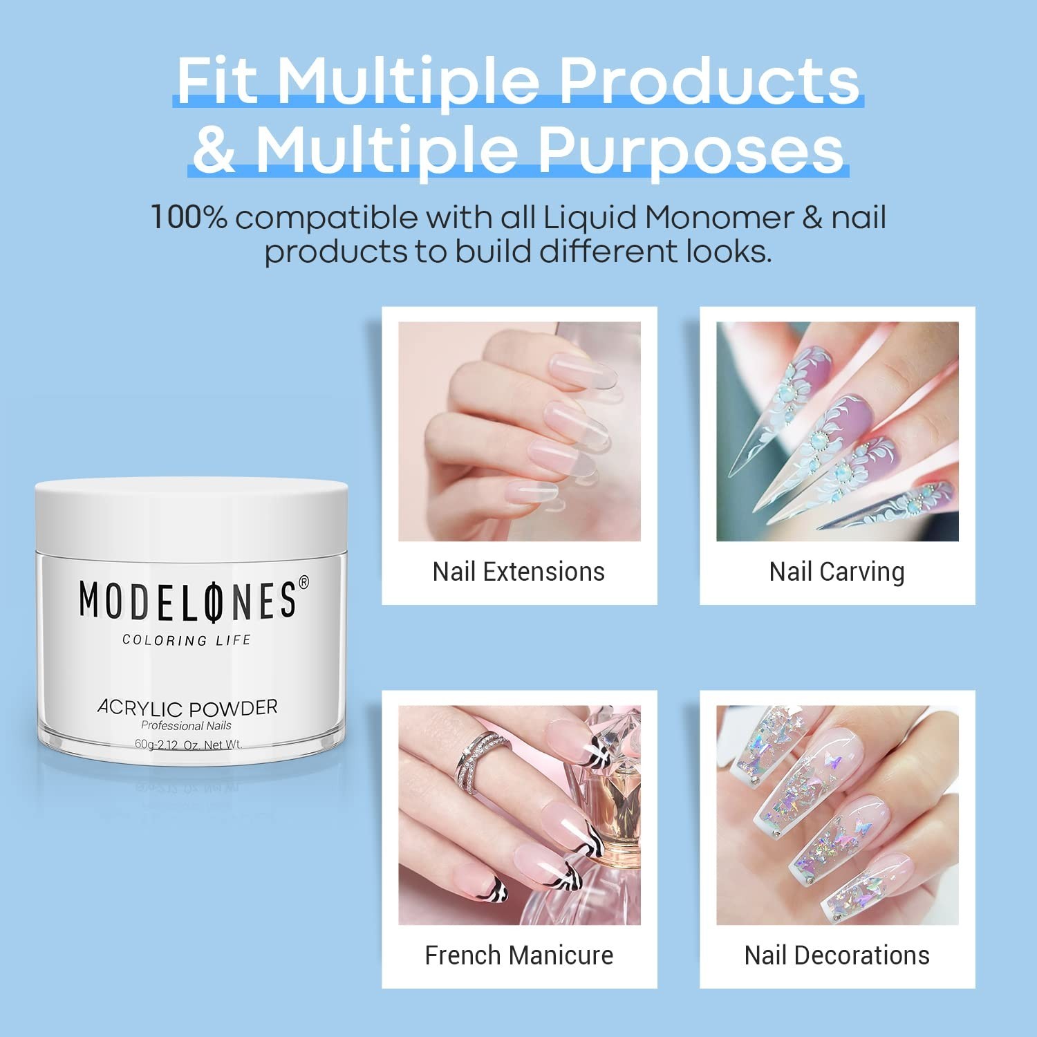 Professional Quality 2.12oz Acrylic Nail Powder – Beginner-Friendly & Non-Toxic