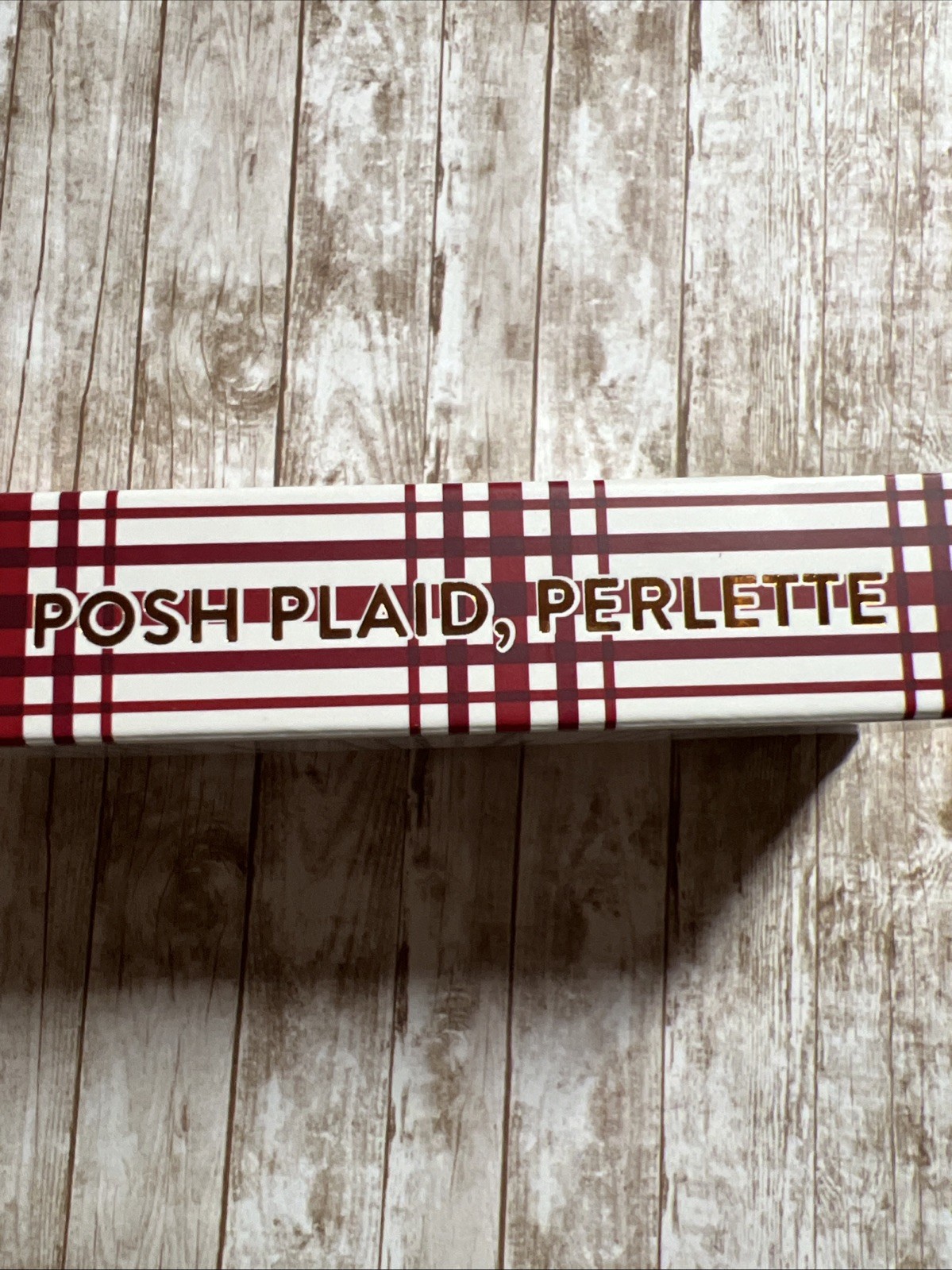 Red Aspen Press On Short Square Shiny Plaid Posh Plaid, Perlette ❤️