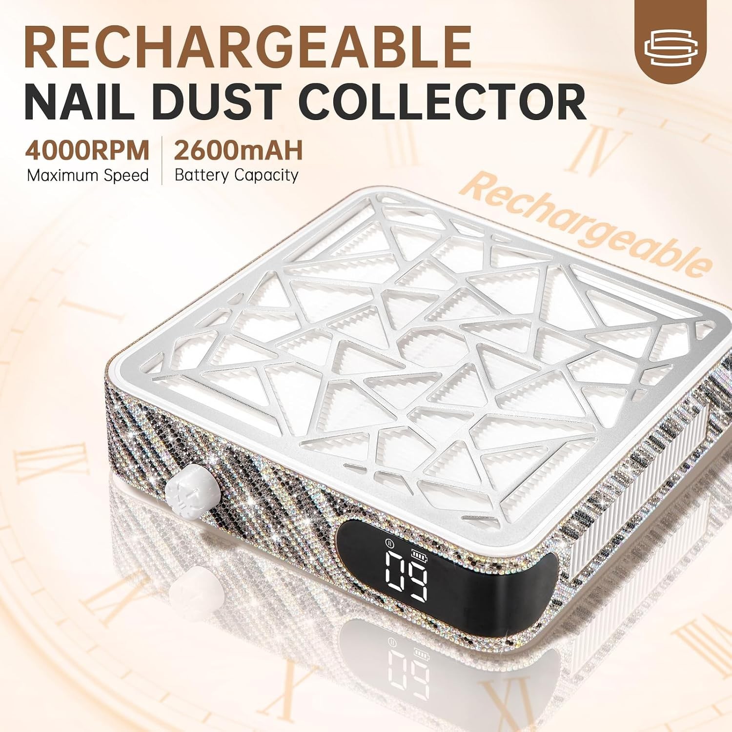 Cordless Nail Dust Collector Powerful Vacuum Fan Acrylic Nail Dust Extractor