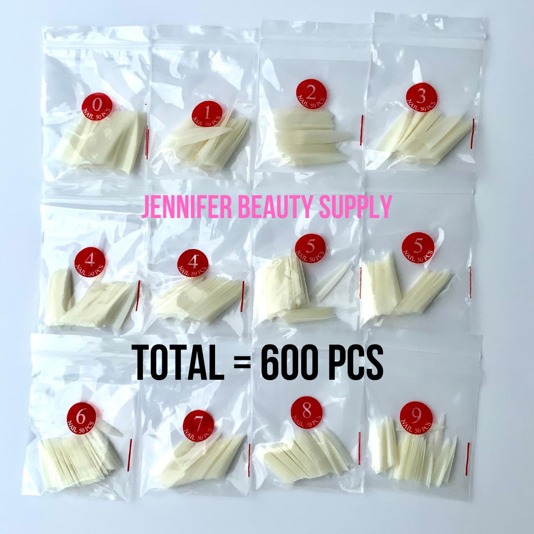 600 PCS EXTRA LONG STILETTO NAIL TIPS HALF FALSE FAKE ACRYLIC NAIL NATURAL CLEAR