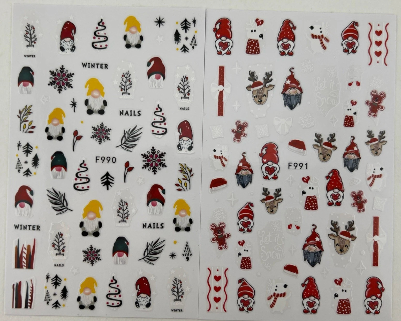 Christmas Nail Art Stickers Decals Adhesive, 10 sheet pack x 5 = 50 sheets Total