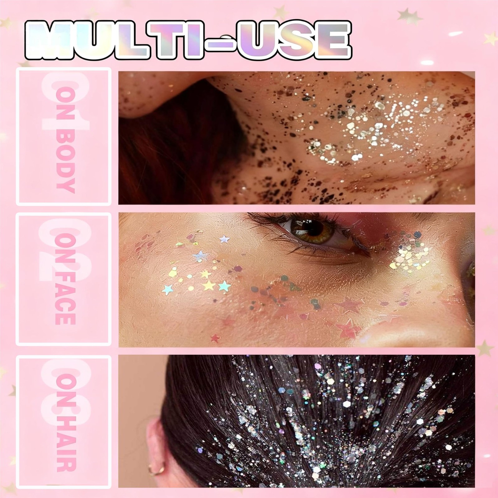 Face Body Glitter Gel, Chunky Face Glitter Makeup Kit, Sparkling 24 Colors Gl…