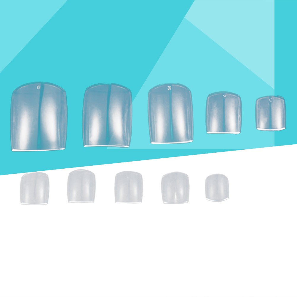 100Pcs Full Cover Artificial Toe Nails in Transparent Design for DIY Nail Art