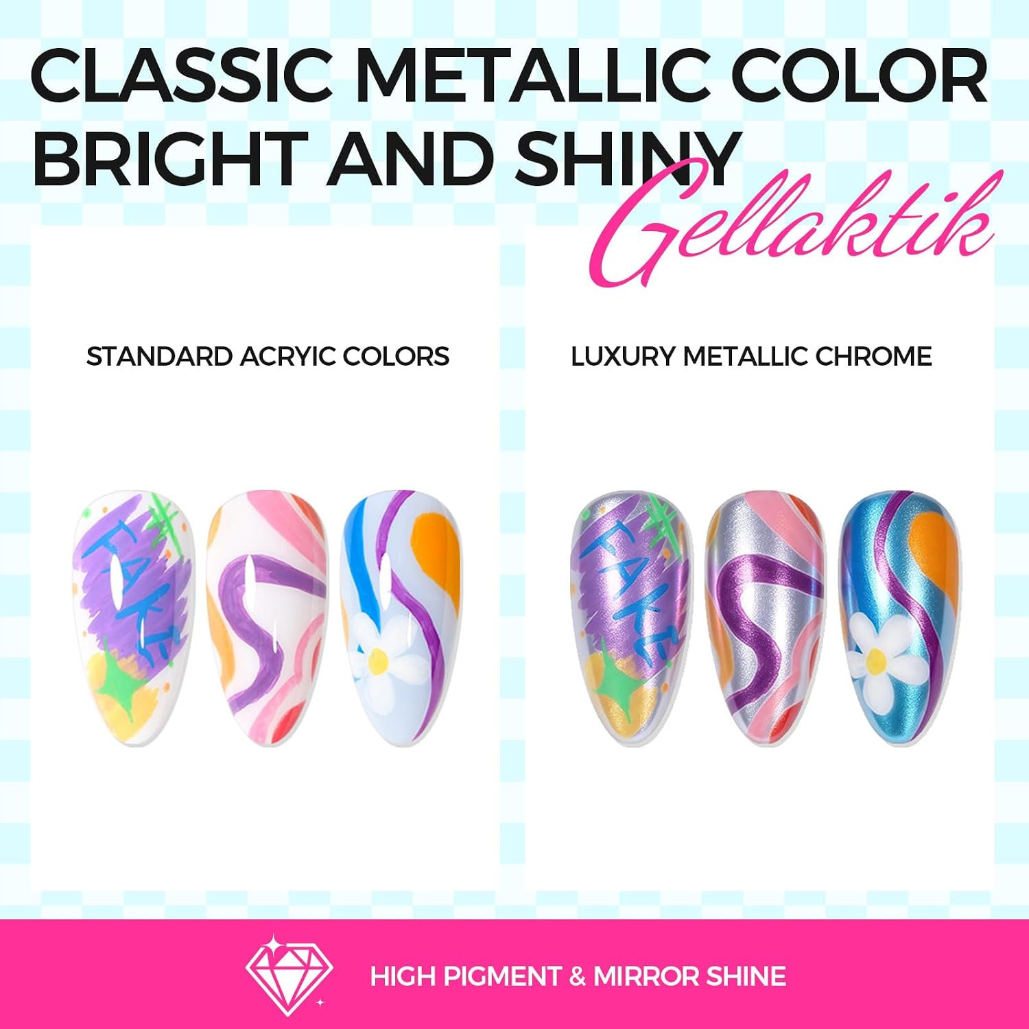 12 Colors Metallic Nail Art Pens 0.5Mm, Waterproof Quick Dry for Nail DIY | Acry
