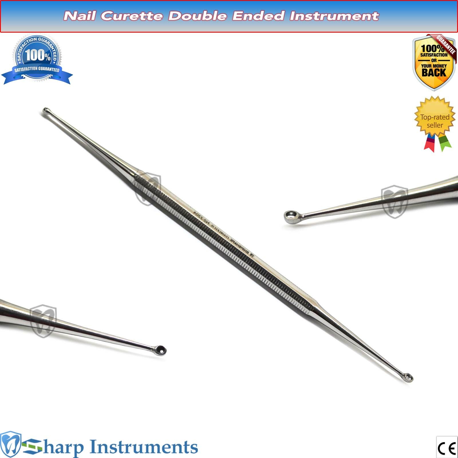 Chiropody Beauty Nail Curette Double Ended Nail Care Cleaning Podiatry Hand Tool