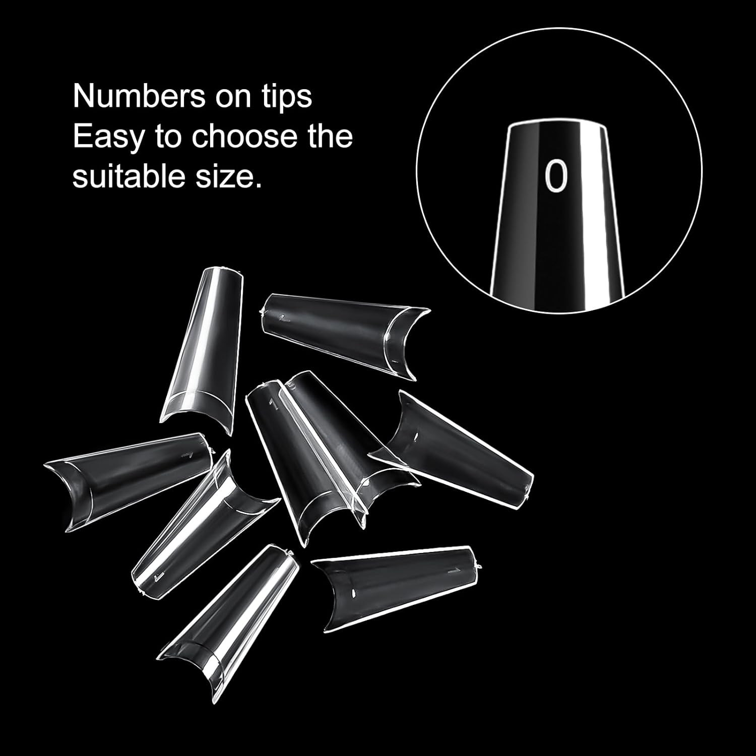 500PCS Half Cover Coffin Nail Tips – Acrylic Nail Tips, 10 Size Clear Ballerina