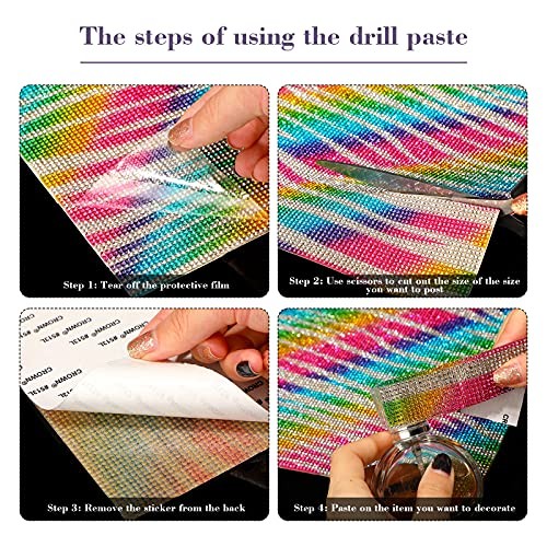 12000 Pieces Rhinestones Sheets Self Adhesive 2 mm Bling Rhinestones Rainbow