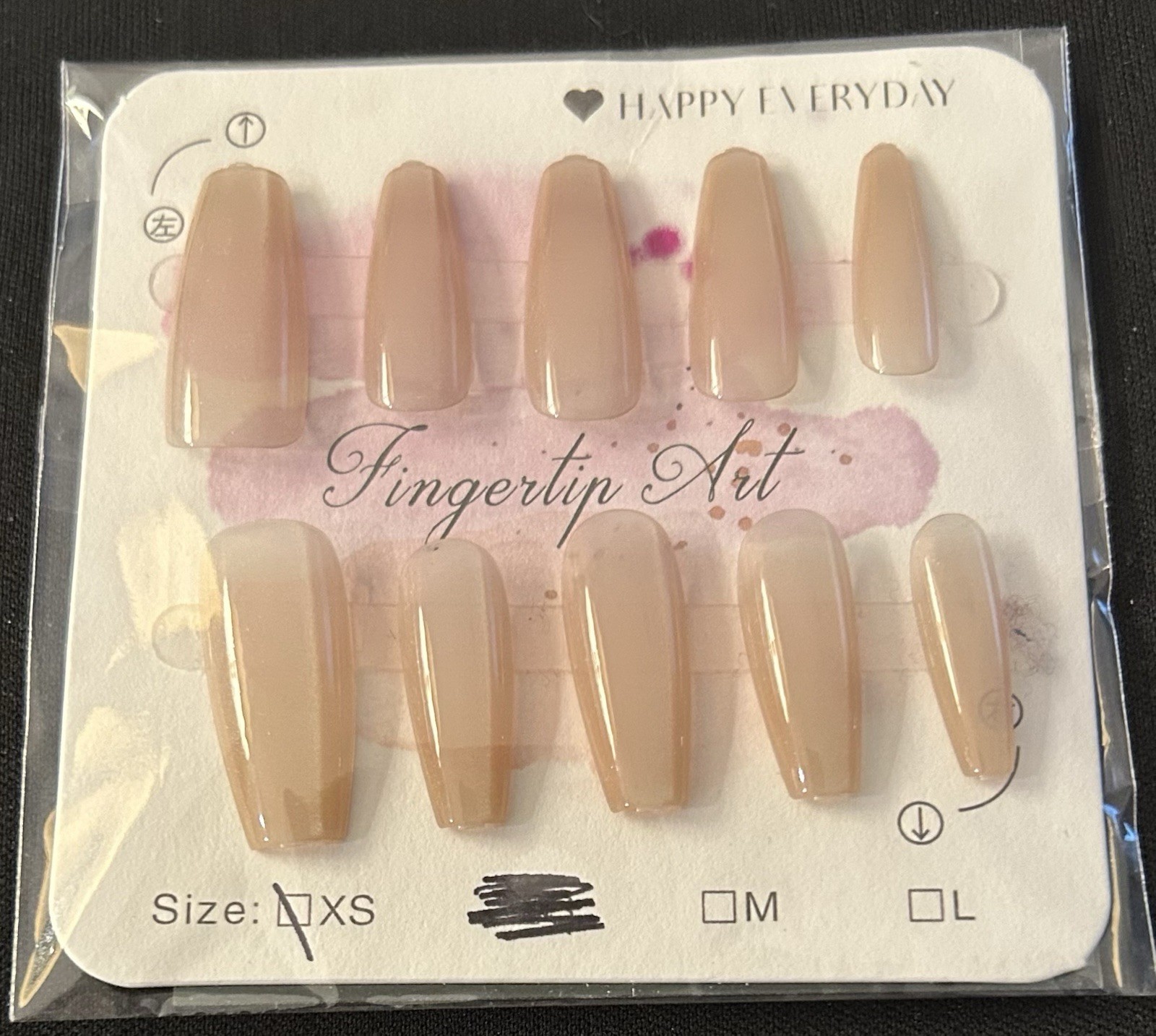 Fingertip Art Glossy Nude Coffin Full Cover Nail Tips Extra Short XS