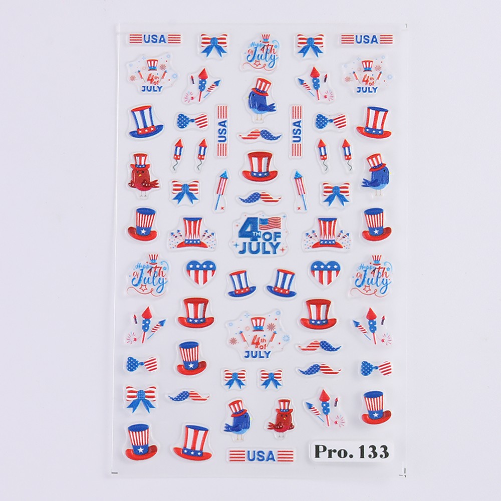 4th of July DIY Nail Stickers Independence Day Nail Art 3D American Flag Sticker