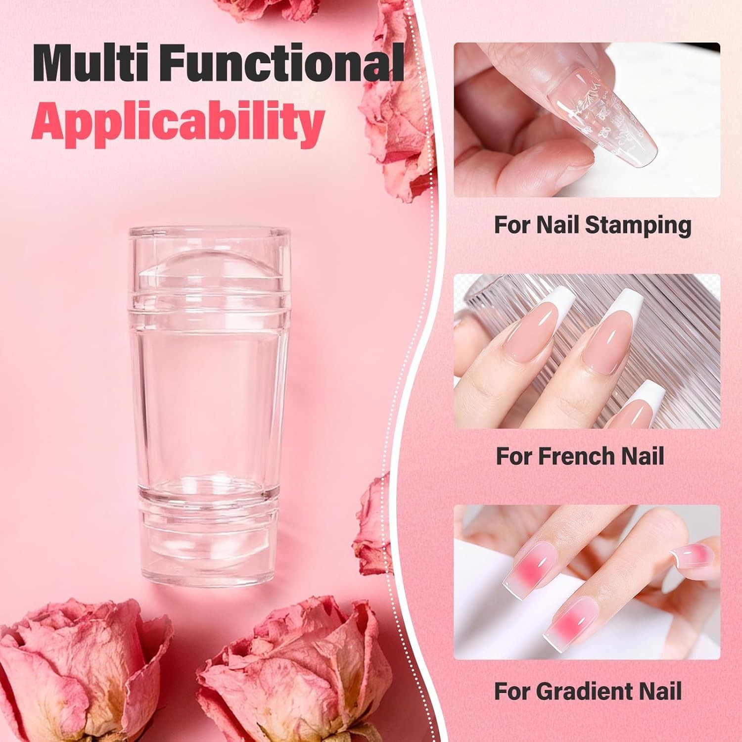 French Tip Nail Stamp 4PCS Nail Art Stamper Kit with Replacement Nail Stamper…