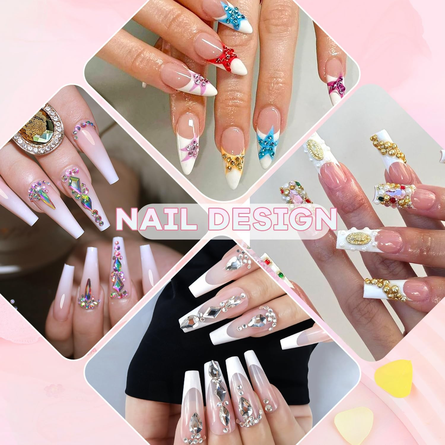 10000Pcs Colorful Nail Rhinestones and Charms for Nail Art, Flatback Nail Pearls