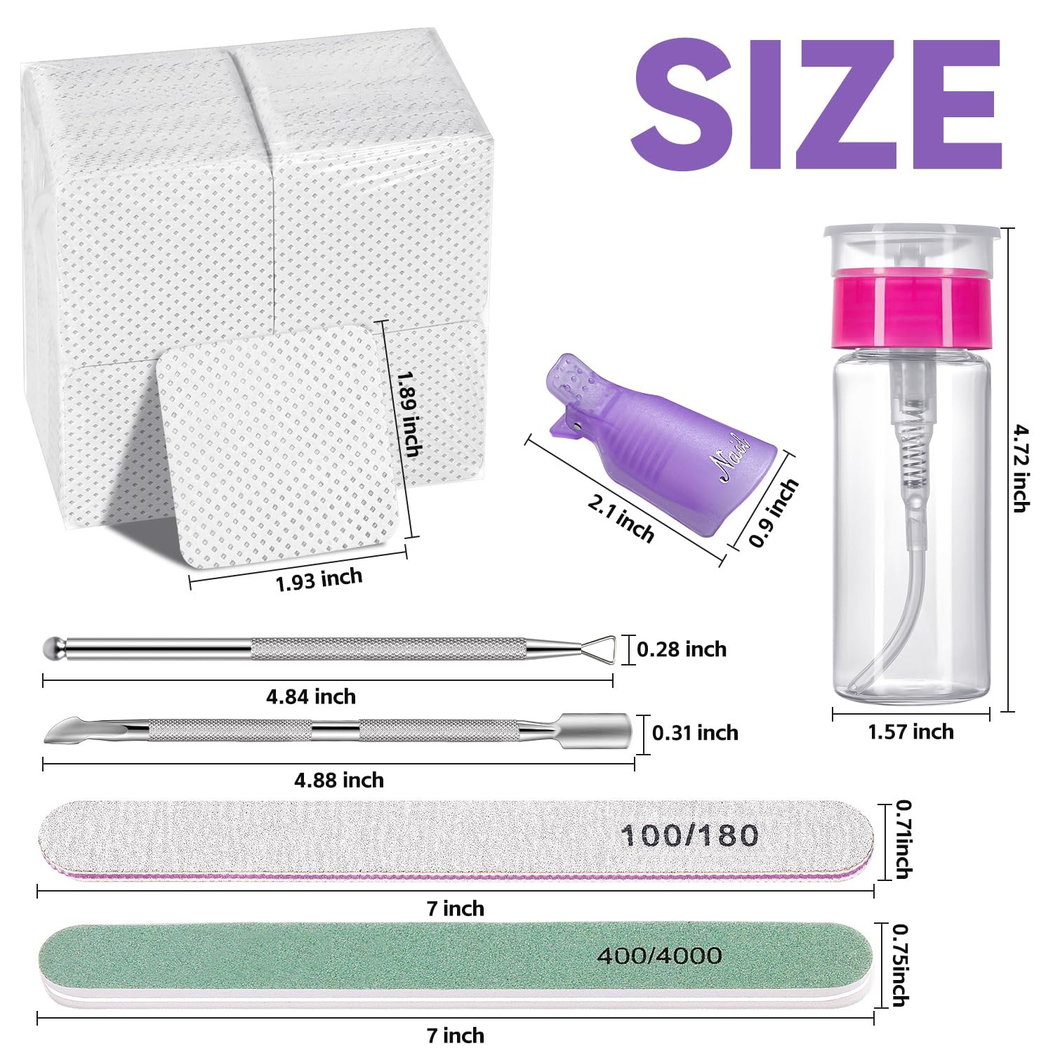 TsMADDTs Nail Polish Gel Remover Tools Kit with Lint Free Wipes, A-Purple