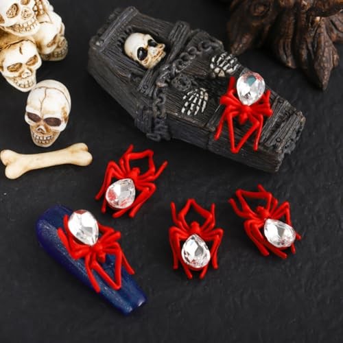Spider Nail Art Charms 12PCS 3D Metal Resin Jewels for Acrylic Nails Halloween