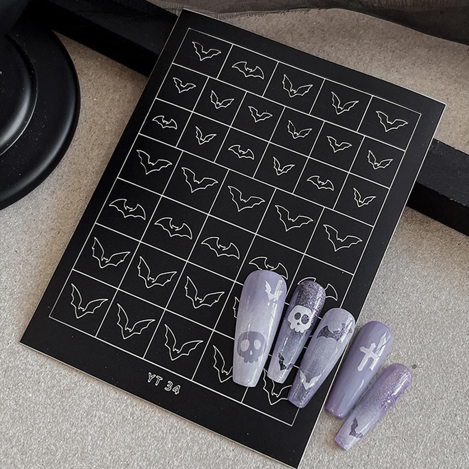 Halloween Nail Stickers Airbrush Stencils Stickers for Nail Art with Skull Gh…