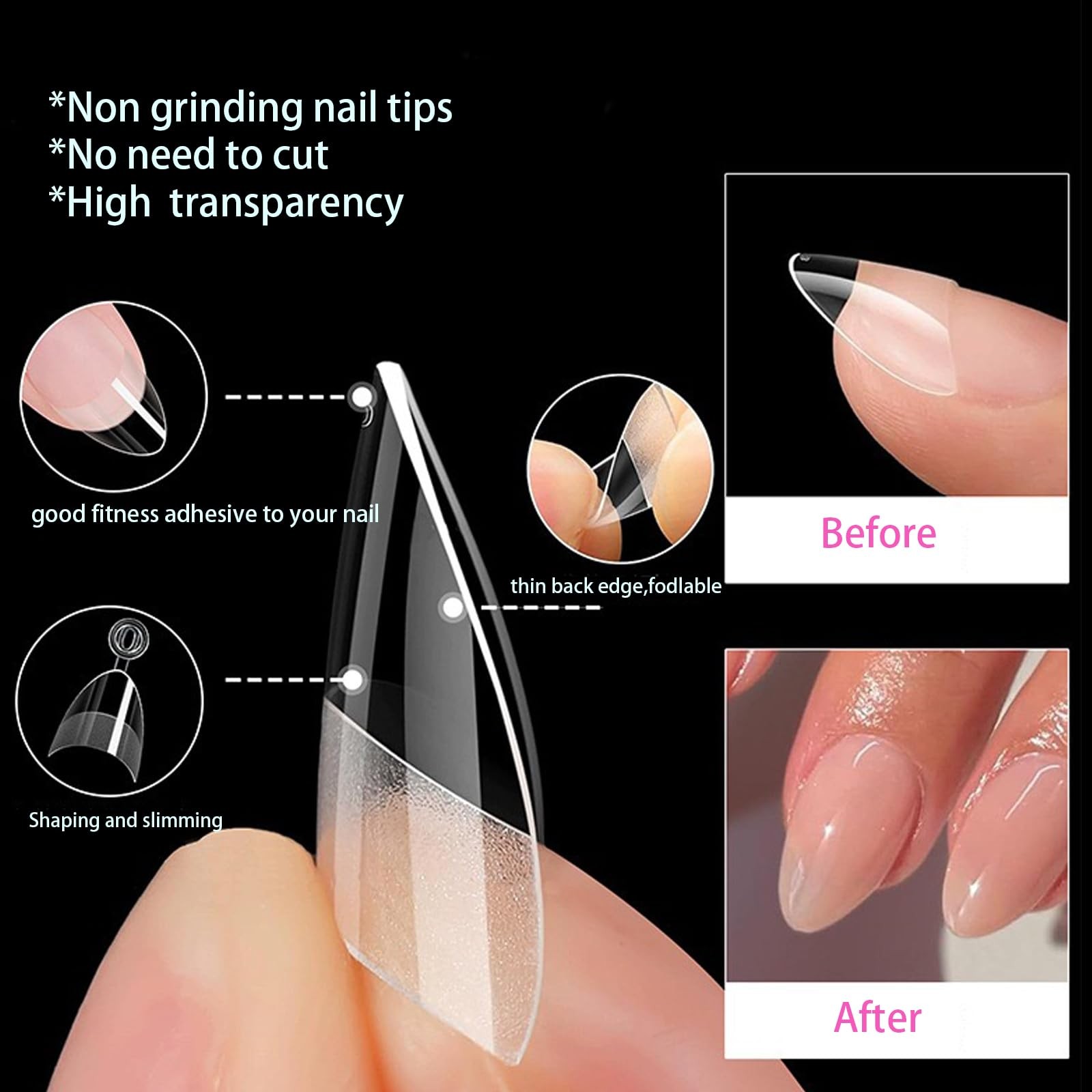 480 Pcs Extra Short Half Cover Almond Nail Tips & Square 480 pcs short nail