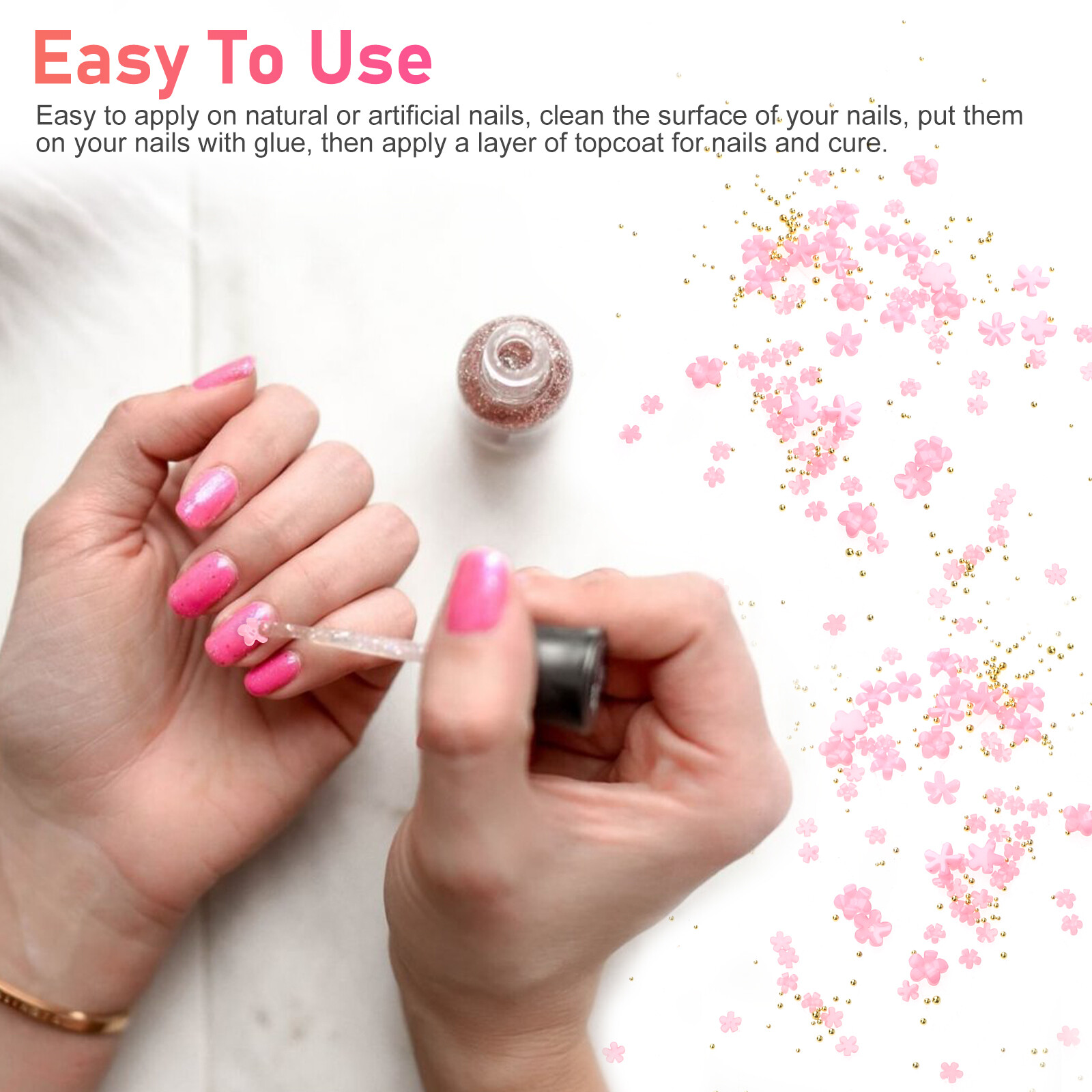 3D Resin Flower Nail Art Decoration Mixed Metal Bead Jewelry DIY Manicure Tool