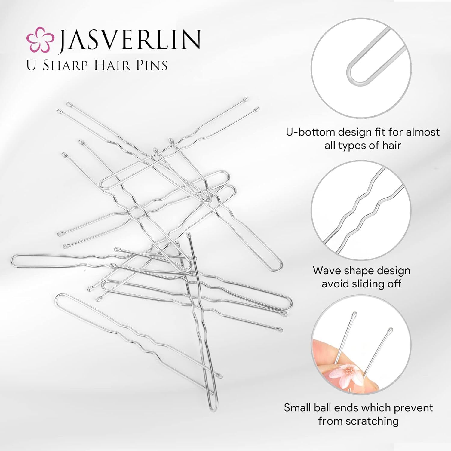 U Shaped Hair Pin U Bobby Pins Silver Bun pins 1 Count (Pack of 150),