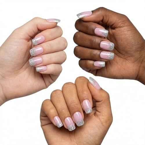 16 Sizes Shining Design Short Square Press on Nails – Soft Gel Fake Nails