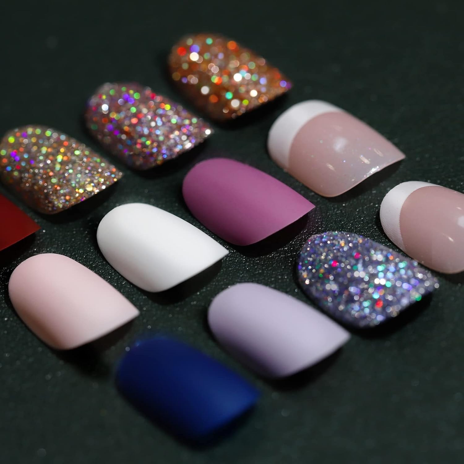 Matte Press on Nails, 288pcs Acrylic False Nails, Short Round & Square French…