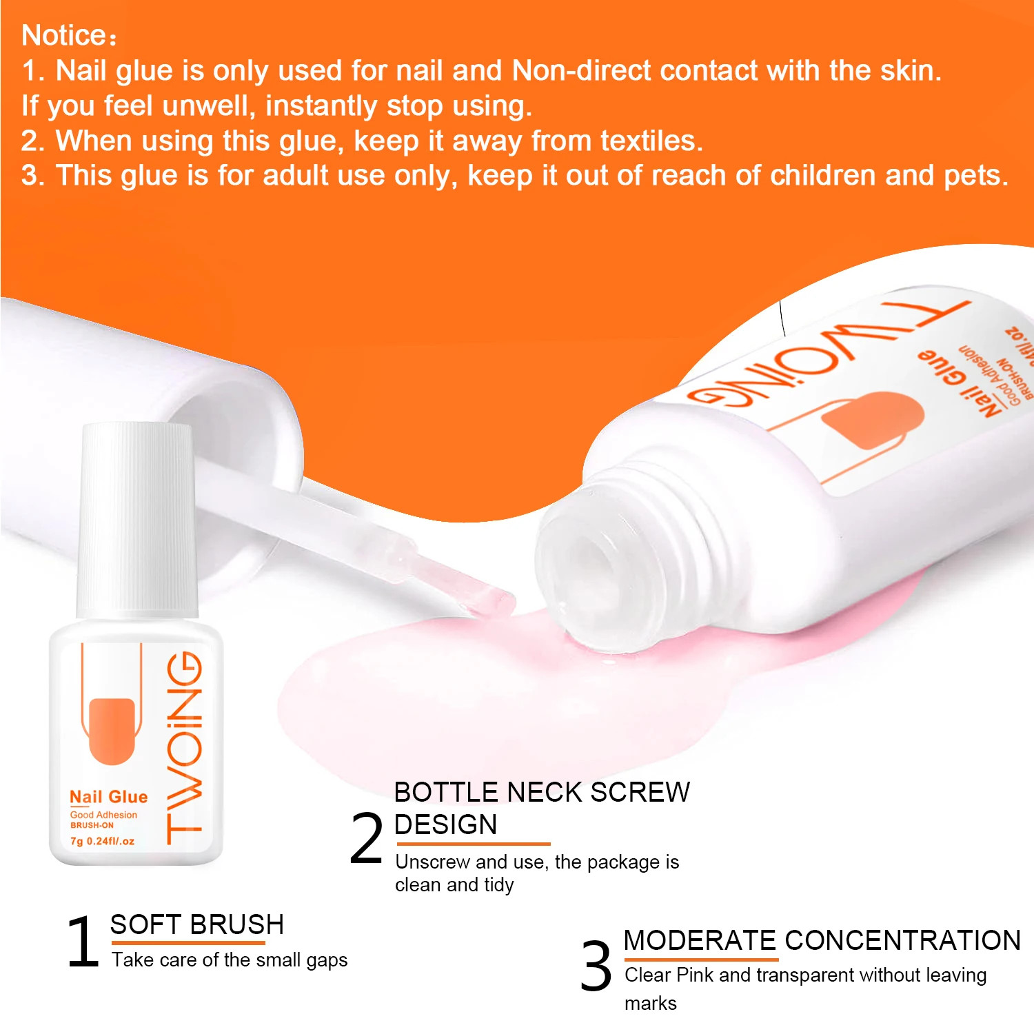 7g Super Strong Nail Glue For False Nail Tips, Acrylic Nails,Press On Nails,Fake