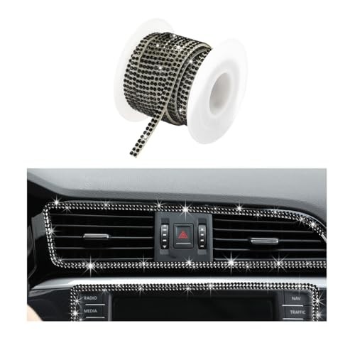 Ohleats Bling Car Trim Self Adhesive, 16.4 Ft Auto Interior Exterior Black